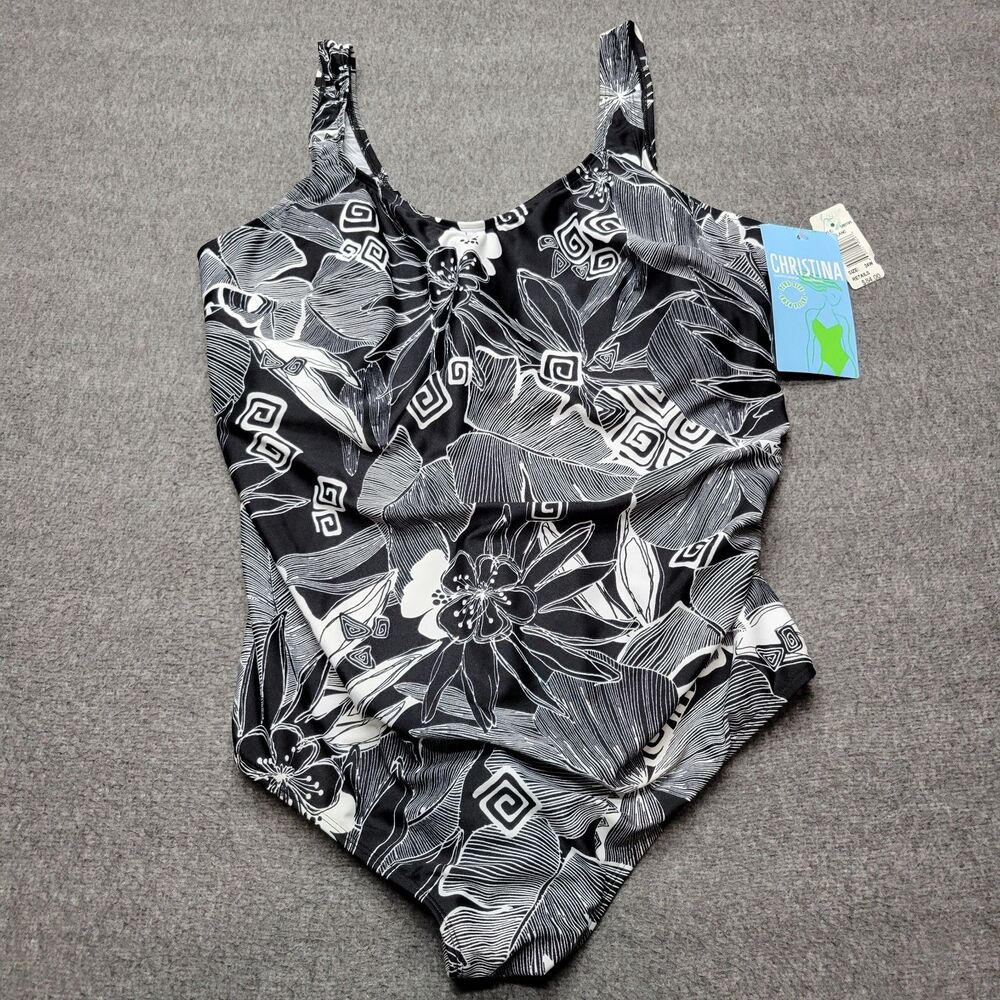 Christina One Piece Swimsuit Womens 24W Floral Ruched Plus Size Swimwear Bathing